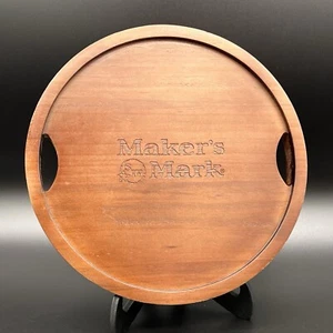 Maker's Mark Whiskey 8,5" vassoio da portata rotondo in legno sottobicchiere bottiglia - Foto 1 di 6
