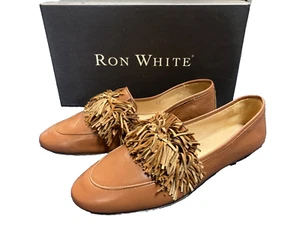 Womens Ron White Landrey Napa Pom Pom cognac Loafers sz 6.5 New - Picture 1 of 6