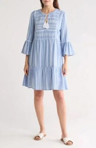 $138 - Tommy Bahama Beachy Stripe Tiered Cover-Up Dress in Blue Monday Size XS - Picture 1 of 3