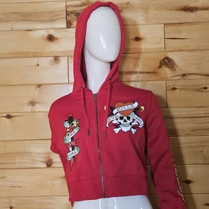 Giacca con cerniera Ed Hardy Love Kills con cappuccio lento taglia XL - Foto 1 di 7