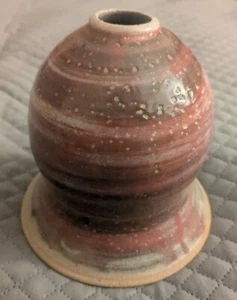 Vintage Studio Pottery Wide Bell Shape Vase Earth Tones 1979 Signed 5.5" - Picture 1 of 11
