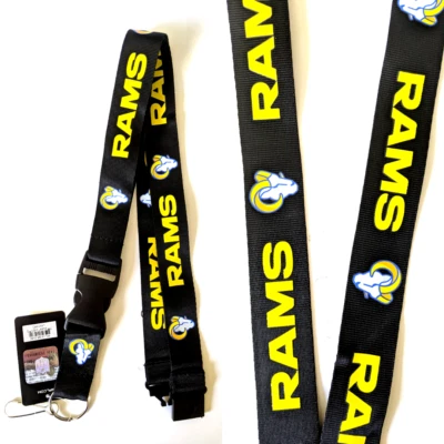 Los Angeles Rams Lanyard Key Ring Keychain ID Holder - Black - Image 1 of 4