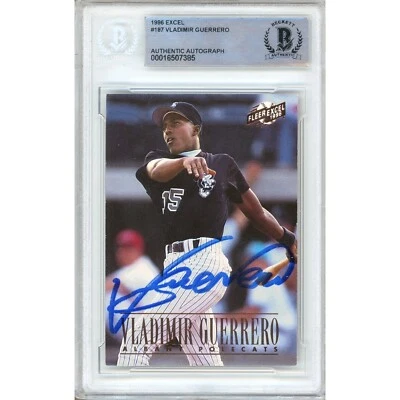 Vladimir Guerrero Signed 1996 Fleer Excel #187 Card AUTO RC Beckett Slab Expos - Image 1 of 4