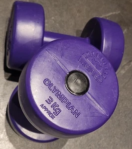 Pair of 3KG Weider Olympian Purple Dumbbells - Picture 1 of 9