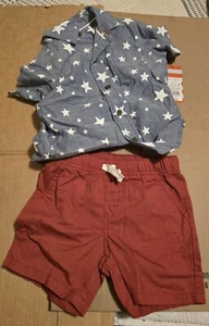 Cat & Jack Boys 2T Outfit Stars Shirt Red Shorts - Picture 1 of 4