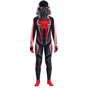 Kids Spiderman Miles Morales 2099 Suit Bodysuit Cosplay Costume Outfits