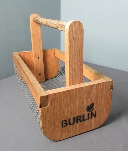 Handmade Harvest Garden Basket - Wood & Wire - Burlin - 16 1/4" long - f em Cover