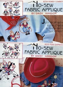 Cowboy Bunnys/Pony Express - No-Sew - TWO Cut Out Iron-On Fabric Appliques - NEW - Picture 1 of 5
