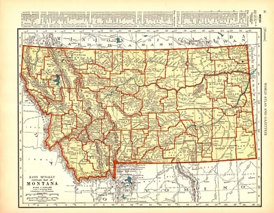 "MONTANA-MISSOURI" Antiguo mapa original del estado 1936 Foto 1 de 2