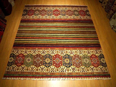 8 x 8.4 Ft High Quality Handmade Vegetable Dyes Fine Wool Caucasian Shiravan Rug - Image 1 of 4