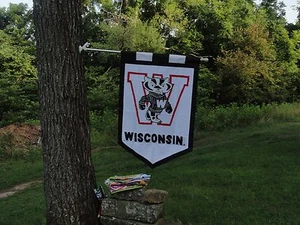 UNIVERSITY OF WISCONSIN / HOUSE FLAG, Embroidered by Evergreen , SUPER SIZE - Picture 1 of 1