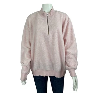 Time and Tru Sherpa Pullover 1/4 Zip Jacet Large 12-14 Pink Fuzzy Long Sleeve - Picture 1 of 6