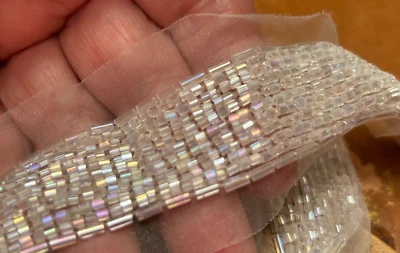 bead strip 1x17" glass hand sewn champagne blush 1pc - Image 1 of 4