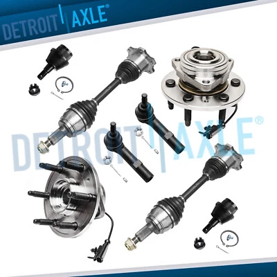 8pc 4WD Front Wheel Bearing Hubs CV Axles Tie Rods Kit for Silverado Sierra 1500 - Image 1 of 4