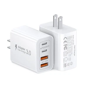 40W USB C Charger Cube 2-Pack Wall Plug Fast Charging Block 4-Port PD+QC Powe... - Picture 1 of 7