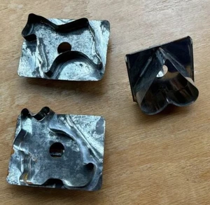 3 Primitive Cookie Cutters Antique Tin W/soldered Handles Heart & Animals - Picture 1 of 6
