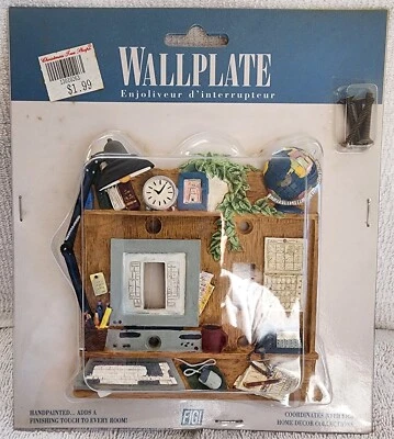 Placa de pared cubierta interruptor luz eléctrica oficina computadora nueva sin abrir años 90 Foto 1 de 4