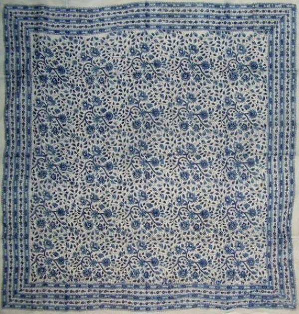 Bufanda Estampado Floral Bloque Suave Algodón Claro 42 x 42 Azul Foto 1 de 1