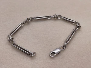BRACCIALE MAGLIA TROMBONE ARGENTO MASSICCIO 14,2G VINTAGE 19CM 19CM USATO 925 - Foto 1 di 3
