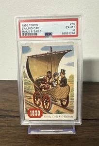 Tarjeta coleccionable vintage 1955 Topps Rails & Sails #59 Sailing Car 1 PSA grado 6 - Imagen 1 de 3