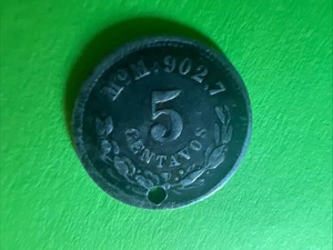 1887 Holed Mexico 5 Centavos Silver - Picture 1 of 4