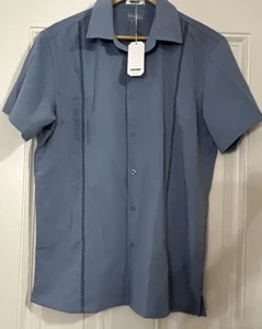 COOFANDY Mens Cuban Guayabera Shirts Short Sleeve Button Down M - Picture 1 of 9