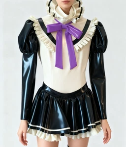 100% Latex Kleid Rubber Gummi Schwarz Rock Cosplay Maid Dress 0.4mm S-XXL - Bild 1 von 2