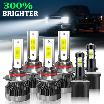 For Saturn LW300 LW200 2001-2002 White LED Headlight + Fog Light Bulbs Hi Lo Kit — 第 1/4 张图片
