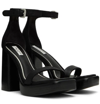 Nuevo $605 Rag & Bone NY MATRIX 10 Plataforma Cuero Negro Tacón Alto Ajustable Foto 1 de 4