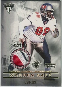 2001  Pacific Titanium Post Season Warren Sapp Authentic Game Worn Patch 098/219 - Picture 1 of 2