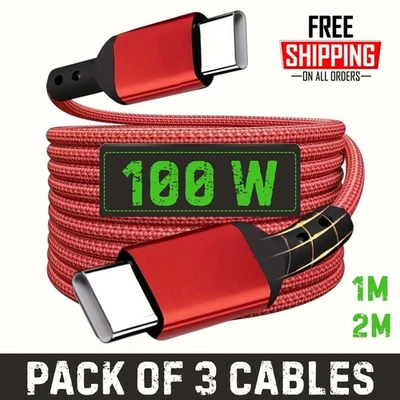 Type C to Type C Cable USB C Fast Charger Samsung Lead For iPhone 15 16 Pro Max - Image 1 of 4