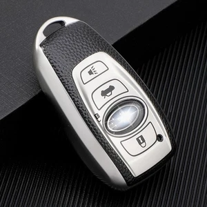 2pcs car key fob case cover for Subaru BRZ Outback XV Forester Legacy silver - Picture 1 of 7