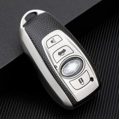 2pcs car key fob case cover for Subaru BRZ Outback XV Forester Legacy silver - Image 1 of 4