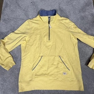 L.L.Bean Sweatshirt Mens Medium Yellow 1912 Quarter Zip Organic Cotton Pullover - Picture 1 of 6