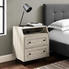 Welwick Designs Nightstands 2-Drawers Wood Composite Rectangle Birch W/ Usb Port