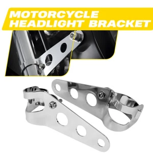 Motorcycle Headlight Brackets Fits Cafe Racer for 28-36mm Forks - SILVER - PAIR - Picture 1 of 9