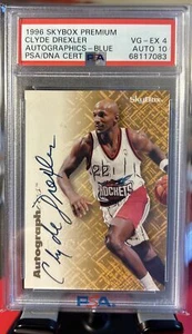 1996-97 Skybox Autographics Blue Clyde Drexler PSA 10 Pop 1 Houston Rockets SSP - Picture 1 of 3
