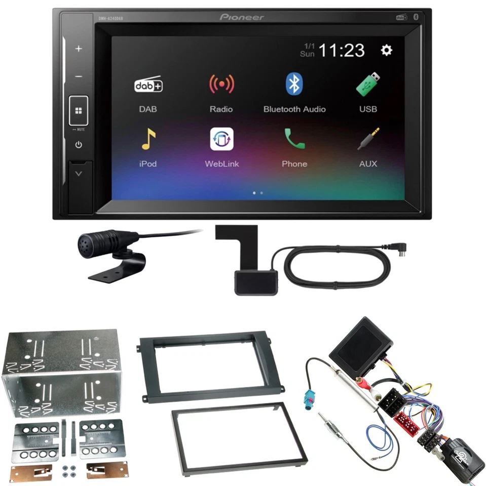 Pioneer Autoradio Bluetooth DAB für Volkswagen VW T5 Transporter 2003-2015 rund