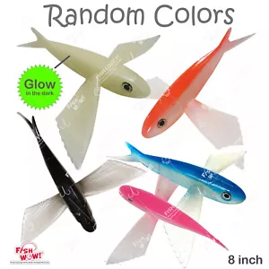 3pcs 8" Unrigged Flying Fish Yummy Flyer Mahi Tuna Wahoo Soft Lure Random Colors - Picture 1 of 12