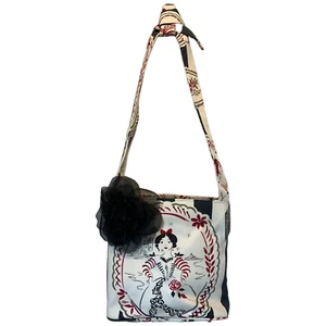 Queen Bee Printed Handbag w/Floral Accent and Tie Strap NWT A22033 "Fifi" - Picture 1 of 3