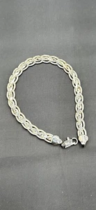 .925 Sterling Silver Woven Bracelet 7.5” 12.6G Vintage Mid Century - Picture 1 of 7