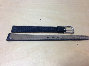 New - BLACK LEATHER STRAP for watch 10 mm CORREA DE PIEL NEGRA - Plated buckle - Foto 1 di 1