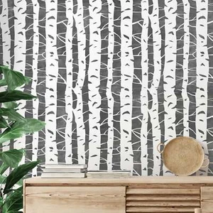 Dizzy Duck Reusable Decorating Wall Tree Stencil - DIY Birch Tree Wallpaper - Bild 1 von 4