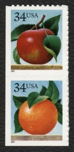 #3492a 34c Apple and Orange, Vertical Pair, Mint **ANY 5=FREE SHIPPING** - Picture 1 of 1