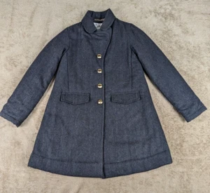Nellystella Girls' Wool Blend Coat Size 10 Navy Blue Herringbone Gold Buttons - Picture 1 of 24
