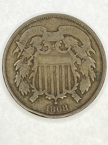 1868 2 Cent Piece - Better Date Old US Type Coin - VG+ Detail Cover