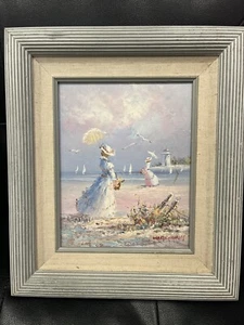 Framed & Matted 15” X 13” ORIGINAL VINTAGE OIL PAINTING Signed BY MARIE CHARLOT - Picture 1 of 5