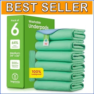Reusable Leakproof Bed Pads - 34" x 36" Heavy Absorbency for Kids, Adults, Pets - Picture 1 of 9