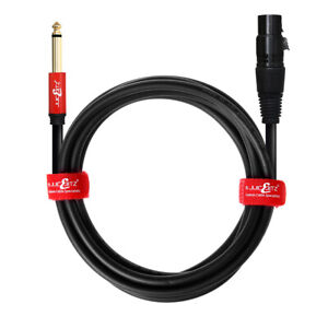 Female XLR 3 Pin Microphone to 6.35mm 1/4" Mono Jack Lead Audio Patch OFC Cable