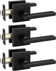 Black Passage Door Handles, Zinc Alloy Matte Black Closet Door Handles,Hall and - Picture 1 of 7